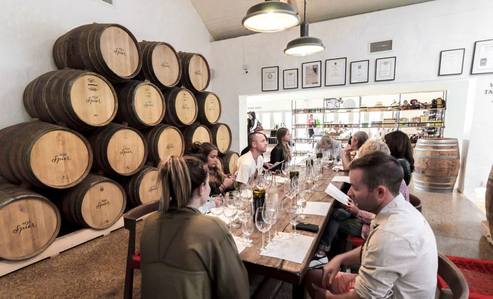 Group of travellers on a wine tasting tour